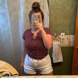 Striped short sleeve top